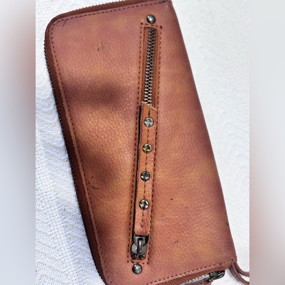 Free People Distressed Brown Leather Wristlet - Picture 2 of 7
